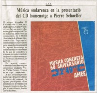 Presentació del Cd homenatge a Pierre Schaeffer.